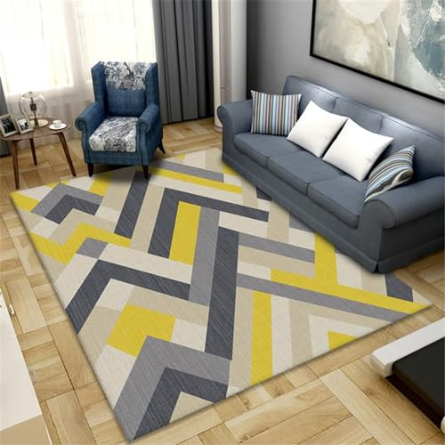 Xiaosua Teppich Bettumrandung Gelb Kuschel Teppich 120X160CM Teppich Wohnzimmer Orientalisch 3Ft 11.2''X5Ft 3''