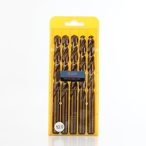 JOVANT 5 brocas de cobalto de 25/64 pulgadas (10 mm), acero M35- HSS de alta velocidad para taladro/destornillador, brocas de acero inoxidable de alta resistencia