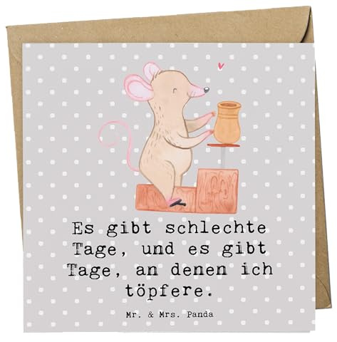 Mr. & Mrs. Panda Klappkarte Maus Töpfern - Geschenk, anlasskarte, Grußkarte, Glückwunschkarte, doppelkarte, Töpferei, faltkarte, Töpferkurs