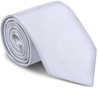 URAQT Herren Krawatten, Satin Elegant Krawatte 8 cm für Herren, Klassische Hochzeit Krawatte für Büro oder Festliche Veranstaltungen (Hellgrau)
