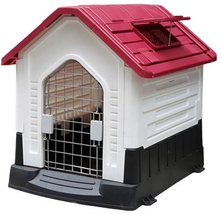 CTREVL Hundehütte,Hundehütte Outdoor,hundehütte kunststoff,wasserdicht & UV-beständig, Faltbares Design,Oberlicht oben,Belüftet und Atmungsaktiv,Geeignet für kleine bis mittelgroße Hunde(Rosa,68x80x76