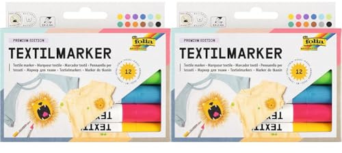 folia 581 - Textil-Maler, 12er farbig sortiert, lichtbeständig und wasserfest (Packung mit 2)