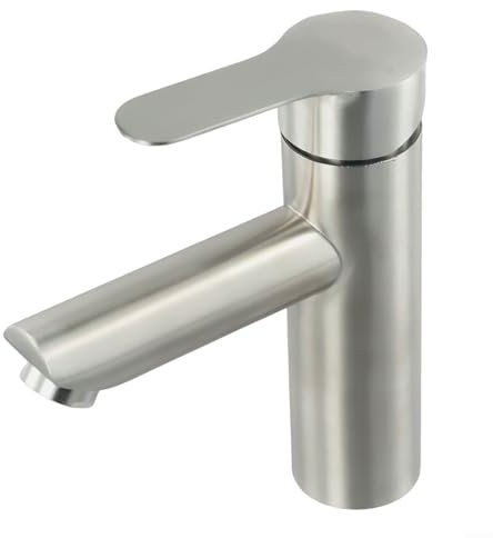 Robinet de lavabo de salle de bain, mitigeur chaud et froid en acier inoxydable à levier unique, robinet mitigeur cascade pour lavabo de salle de bain (argent)