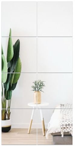 Full Length Acrylic Mirror Tiles 30cm x 30cm x 8 Pcs, Toddler Mirror Unbreakable Non Glass Safety Plastic Mirrors for Children, Frameless Preschool Mirrors for Classroom Kids Mirror Self Adhesive