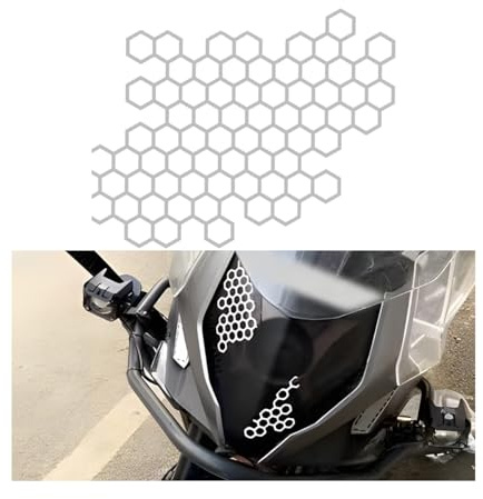 JNNJ Motorrad-Aufkleber, Sechseckige Motorrad-Aufkleber, Sechseckiger Wabenaufkleber Für Motorräder, Motorrad Wabenmuster Karosserie Dekorations Aufkleber, Autos Dekoration Zubehör(Weiß)