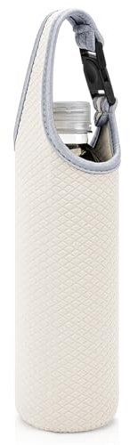 Linkidea Plastic Bottled Water Sleeve with Carry Strap Compatible with 16.9/20 Fl Oz Lifewtr, Smartwater, Portable Disposable Water Bottle Cover Holder for Outdoor, Off White