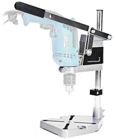 Bench Drill Press Stand, Adjustable Vertical Drill Stand with Non-Slip Rubber Ring Clamp, Workbench Pillar Drill Base Hand Press Drill Holder for Electric Driller