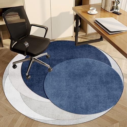 Fzamudng Office Chair Mat, Home Multi-Purpose Low-Pile Chair Carpet Hard Floor Protector Mat, Round Desk Chair Mat 120 cm, Non-slip Computer Gaming Chair Mat, Floor Protectors for Rolling Chairs