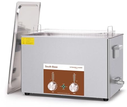 SOUTH BASE Ultraschallreiniger,30L 600W Edelstahl Ultraschallreiniger mit Reinigungskorb, Timer&Heizung,Verschlüsselte Ultraschallreinigungsmaschine für Pistole,Motorradmotor,Vergaserteile,Kette