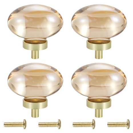 MiOYOOW Pomos de cristal para cajones, 4 tiradores vintage de aleación de zinc para gabinetes, armarios, aparadores
