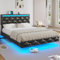 DICTAC Bett 140x200cm Schwebebett mit LED-Beleuchtung und Ladestation, Polsterbett 140x200 mit LED Kopfteil, Doppelbett mit Lattenrost, modern schwebender visueller Effekt, Schwarz