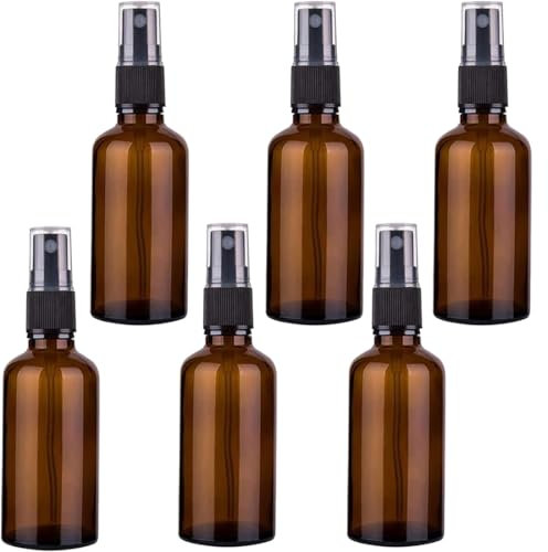 Flacon Spray Vide, 6 Pièces 30ml Bouteille Spray Vide, Flacons Vaporisateur en Verre Ambré, Rechargeable Bouteille Spray Vide, Portable Flacon Pulvérisateur pour Parfum, Huiles Essentielles