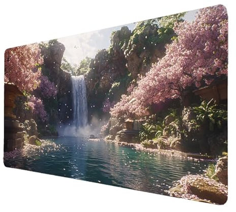 Pink Mouse Mat, Waterproof Gaming Mouse Pad 48x24 Keyboard Desk Mat large Cherry Blossoms, Stitched Edges Non-Slip Rubber Base Mousepad xxL, for Desktop Pc Laptop Office Home Desk Decor, Gifts 1209