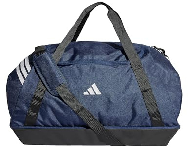 adidas Unisex Tiro Duffle Bag Large with Bottom Compartment Duffel Bag, Team Navy Blue 2/White, One Size