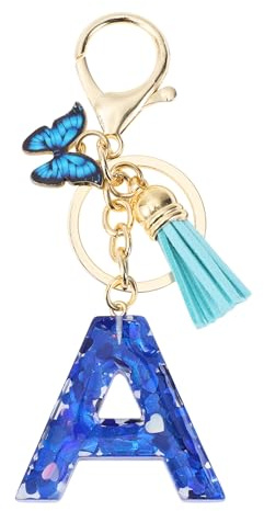 CAPASTEC Porte-Clés pour Filles, Pendentif De Clé Lettre A à Z, Porte-Clés Papillon Avec Lettres Initiales, Cadeau pour Femmes, Bleu