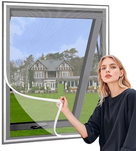 60x135cm Weiß Selbstklebendes Fliegengitter – Moskitonetz zum Kleben, passt an alle Fenster montagefreier Schutz
