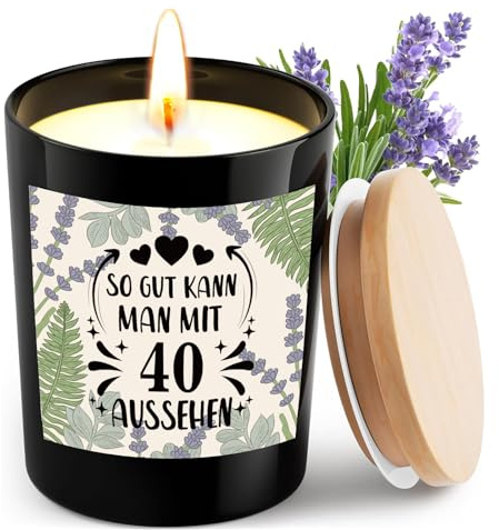 40 Geburtstag Frauen Männer, 7OZ Lavendel Duftkerzen Geschenk, Perfekt zum 40. Geburtstag, Ideal als Geburtstagsgeschenk für Frau Mann Mama Papa Ehemann Freund Freundin Kollege