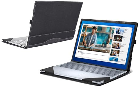 WODBAO Laptop Case for Dell 16 Plus Laptop DB16250 16255 [not Compatible with Any Other Model] ，2 in 1 PU Leather Inside Pocket Cover (Dark Gray)