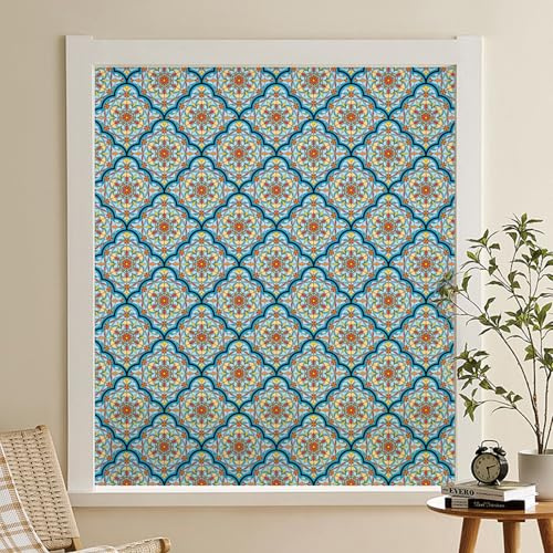 dktie Dekorfolie Glasmalerei Fensterfolie Sichtschuzfolie Milchglasfolie Kreise Statisch Haftend Privatsphäre Fensteraufkleber (Farbe 01, 44.5 * 200 cm)