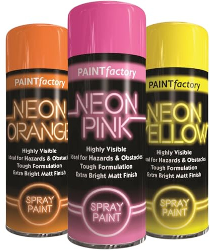 Neon Pink Spray Paint 200ml | Extra Bright Fluorescent Matt Finish | High Visibility Marking Paint for Wood Metal Plastic | Weatherproof Indoor Outdoor Craft Spray | Quick Dry Neon Pink - 5390