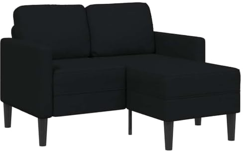 Massbinet Ecksofa 2 Sitzer Sofa mit Chaiselongue L Form Schwarz 125 cm Stoff