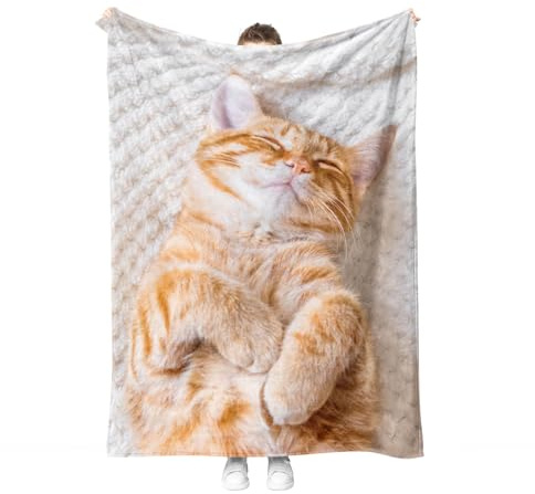 Katzen Kuscheldecke Flanell Decke Kitty-Muster Fleecedecke Flauschig Weich und Warme,3D Kitty Wohndecke Sofadecke Couchdecke Für Teens Erwachsene. (Style C, 150x200cm)
