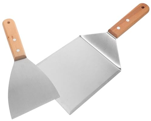HOMSFOU Lot de 2 Spatules en Acier Inoxydable 2 Pcs Spatule à Omelette et Ustensiles Multifonction pour Barbecue et Teppanyaki Pelles pour Grillades et Cuisson Extérieure