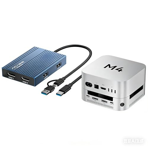 Acasis USB C to Dual HDMI DisplayLink Adapter & 40Gbps Mac mini M4 Dock & Stand with Dual-Bay NVMe SSD Enclosure