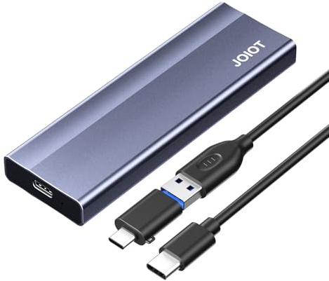 JOIOT M.2 SSD Enclosure, USB 3.2 Gen2 1000MB/s Aluminum Enclosure Tool Free SSD Caddy Compatible with SSD Sizes 2230/2242/2260/2280 Includes Thermal Silicone