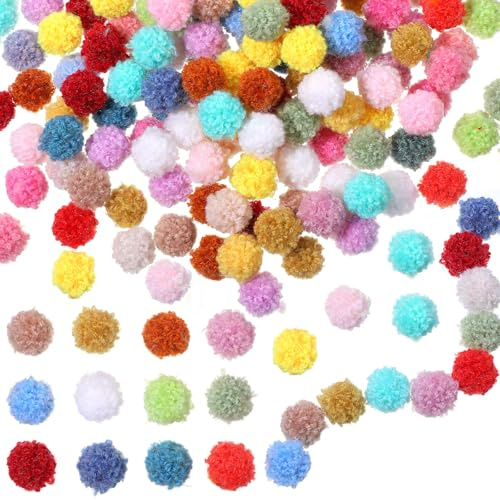 200 Stück Bunte Pompons, Bunte Pompons zum Basteln, 1.5cm Mini Filzkugeln