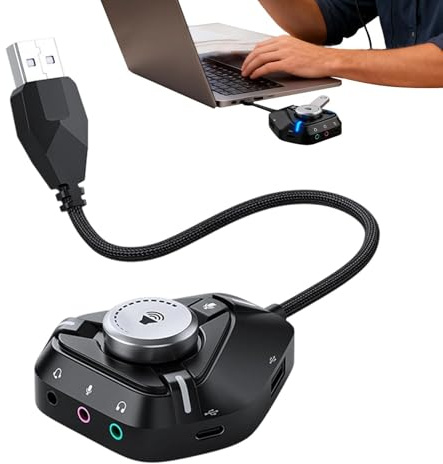 Interfaccia Audio USB per PC Esterno Type-C | Scheda Audio con Jack 3.5mm Compatibile con Cuffie Microfono Altoparlante Controllo Volume Chitarra Podcast Registrazione