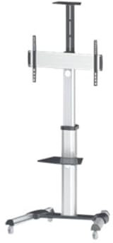 Manhattan 461245 Universal Multimedia TV-Ständer auf Rollen für Bildschirme 37 bis 70 ( bis zu 50 kg Kamerahalterung und AV-Fachboden abnehmbar ) schwarz silber