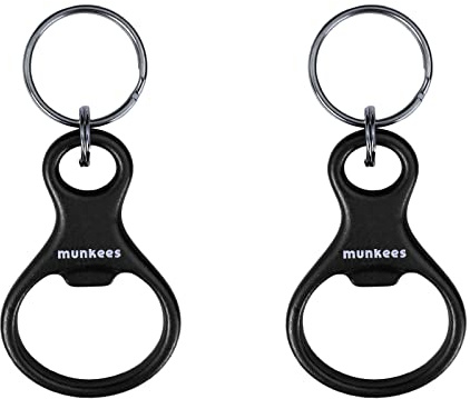 munkees® Achter Schlüsselanhänger 2er Schwarz – Alu Flaschenöffner