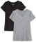 Amazon Essentials Camiseta Elástica de Secado Rápido, Manga Corta y Cuello en V (Hay Tallas Grandes) Mujer, Pack de 2, Gris Oscuro Teñido Multicolor/Negro, M