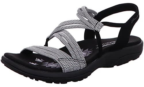 Skechers Damen Reggae Slim-Skech Appeal-Z Slingback Sandale, Black & White Gore, 37 EU