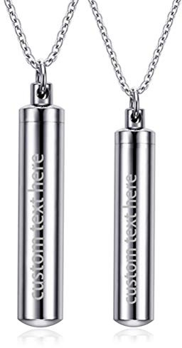 JewelryWe Schmuck Paar Ketten Freundschaftsketten Edelstahl Om mani Padme hum Mantra Parfümflasche Memorial Kapsel Urne Partner-Anhänger Halsketten für Herren & Damen, Silber