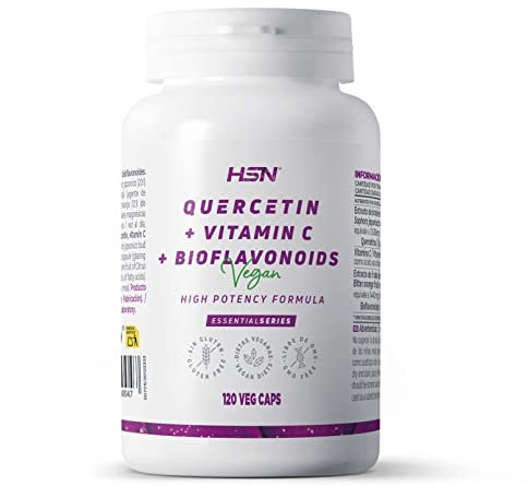 Quercetina 600 MG - Sophora japonica - de HSN | 120 Cápsulas Vegetales con ALTO Contenido en Vitamina C y Bioflavonoides | No-GMO, Vegano, Sin Gluten
