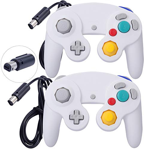 ONE250 2 Pack Classic Shock Joypad Wired Controller, kompatibel mit Wii NGC Gamecube Game Cube (Weiß & Weiß)