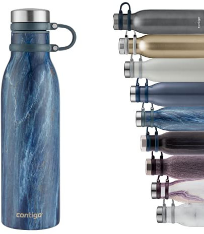 Contigo Matterhorn botella de agua, botella de acero inoxidable con aislamiento Thermalock, botella térmica sin BPA con tapa roscada, 100 % hermética y a prueba de derrames, 590 ml