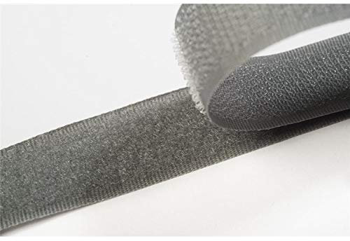 Jajasio Klettband bunt zum Nähen zum aufnähen, 20 mm, Mittelgrau #35 25 Meter Flausch und Haken