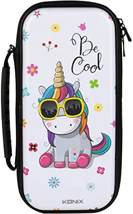 Konix Unik Funda de protección y Transporte para Nintendo Switch, Switch Lite y Switch OLED - Almacenamiento de 8 Juegos - Motivo Be Cool, Unicornio
