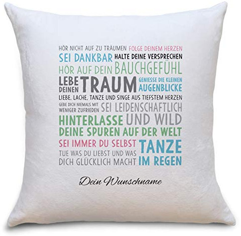 OWLBOOK Lebe Deinen Traum | personalisierte Geschenke zur Konfirmation Jugendweihe Kommunion Firmung 18. Geburtstag Einschulung Abitur| Ostergeschenke für Kinder | Kissenhülle Polster
