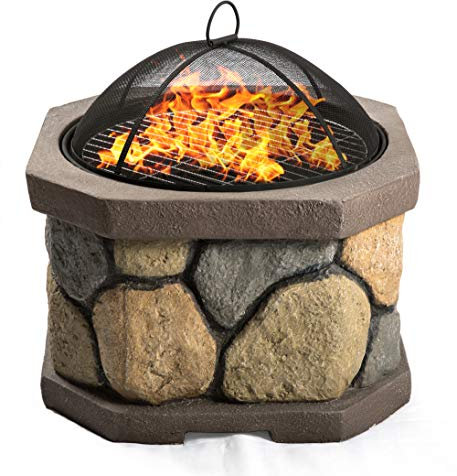 Centurion Supports Fireology BOGOTA Bold Garden & Patio Heater Fire Pit Brazier and Barbecue with Eco-Stone Finish