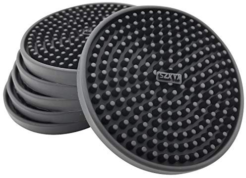 Round Drink Coasters, 3.9 x 3.9 Black Beer Mats, Can Be Used in Home and Bars (6 Pack)…