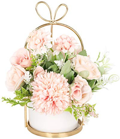 Hobyhoon Künstliche Blumen im Topf, Unechte Deko kunstblumen wie echt Gefälschte Hortensien seidenblumen für Hochzeitsdeko, Tischdeko, Wohnzimmer, Schlafzimmer, Zimmer Deko