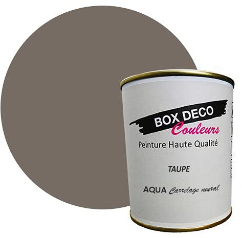 BOX DECO COULEURS Peinture carrelage et faïence murale à base de laque polyuréthane mono-composante aspect velours-satin Aqua carrelage - 750 ml / 7.5m², Marron Taupe