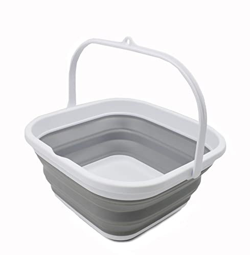 SAMMART zusammenklappbare Wanne (Weiß/Grau, 5.5L Eimer)