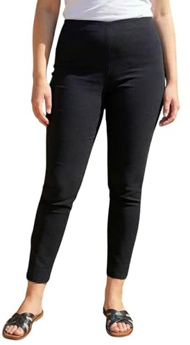 Roman Originals Stretch Trousers for Women UK Ladies High Waisted Pants Pull On Leggings Smart Slimming Office Work Fitted Tailored Tapered Regular & Plus Sizes - Plus Black (28 in) - Size 20