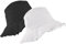 Bucket-Hat Sonnenhut im Used-Look, gewaschene Baumwolle, Strandhut – Sommer breite Krempe (8,1 cm Krempe) Strandkappe (Größe: S-M), Weiß + Schwarz, 2 Stück, Medium