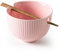 KAMAIDI Ceramic Ramen Noodle Bowl with Matching Chopsticks, Soup Bowls for Udon Soba Pho Asian Noodles, Dishwasher and Microwave Safe, 28 oz (Pink)